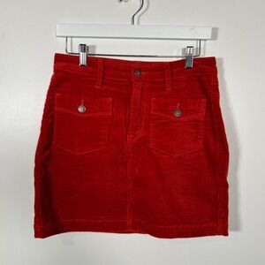 Retro Red Corduroy Mini Skirt Judy Blue Stretch High Rise Medium